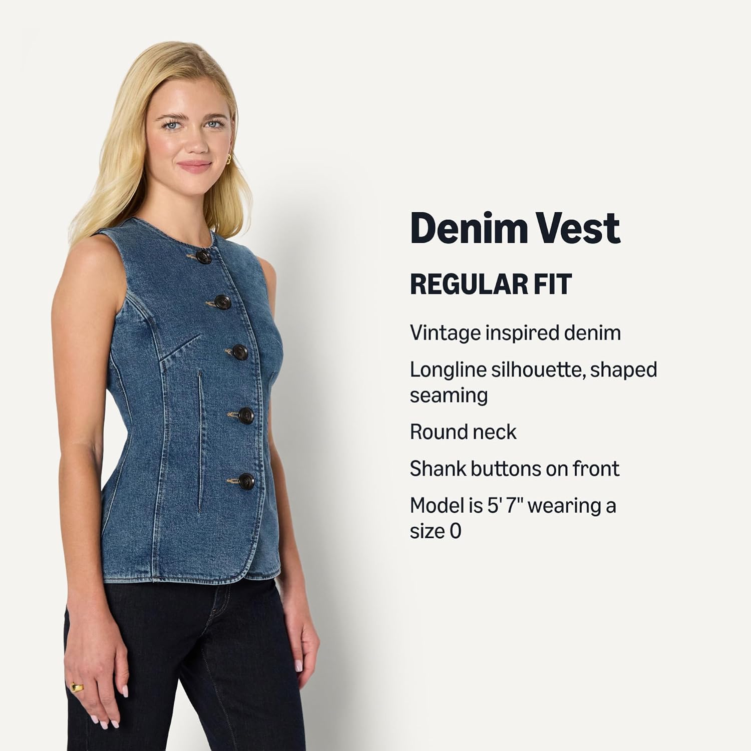 Amazon Essentials (Demi's Pick) Women's Regular-Fit Button-Down Denim Vest - Image 2