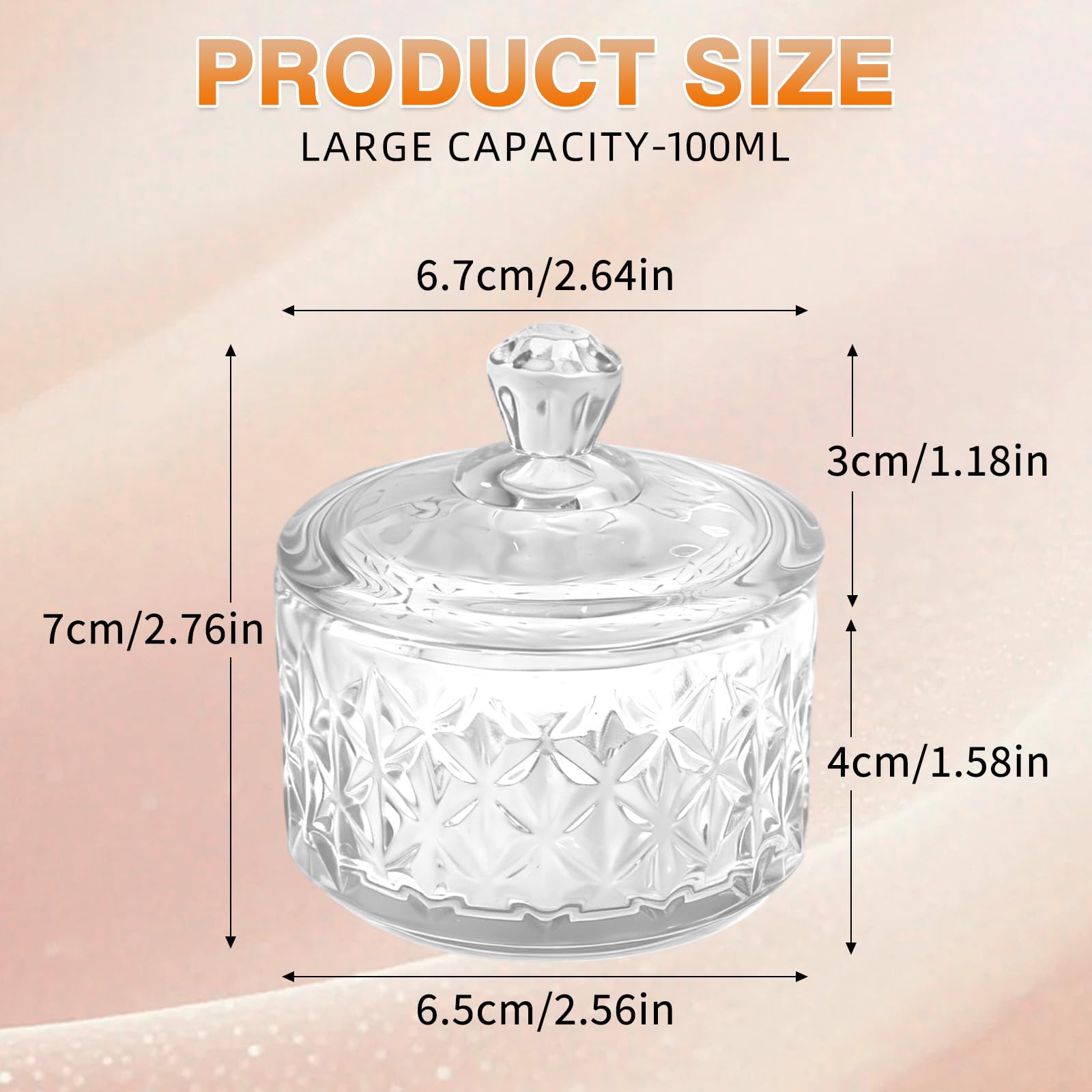 Plato para uñas con tapa, plato grande de monómero de uñas de 60 ml, taza de vidrio para sostener acrílico líquido acrílico polvo de uñas decoración de uñas monómero acrílico líquido de