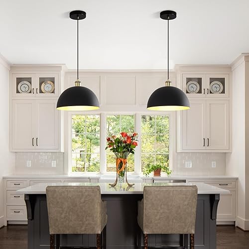 Miniatura 6 de Dos candelabros retro negros y dorados, 11.81 pulgadas. Lámpara de estilo rústico para isla de cocina, comedor, pasillo, dormitorio, sala de estar...