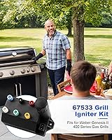 Vista 2 de 67533 Kit de encendido para parrilla compatible con parrillas de gas Weber Genesis II serie 400, módulo de encendido para Weber Genesis II E-435
