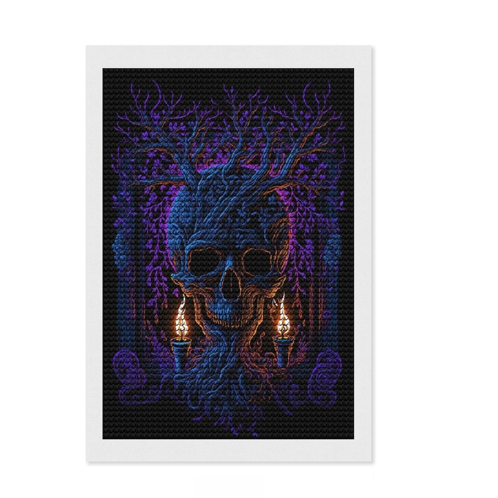 Junmoney Macabre Vision Diamond Style Art Kit 8"x12", Gift Idea, for Beginners, Wall Art Gift, Fun Craft Activity, Winter Craft