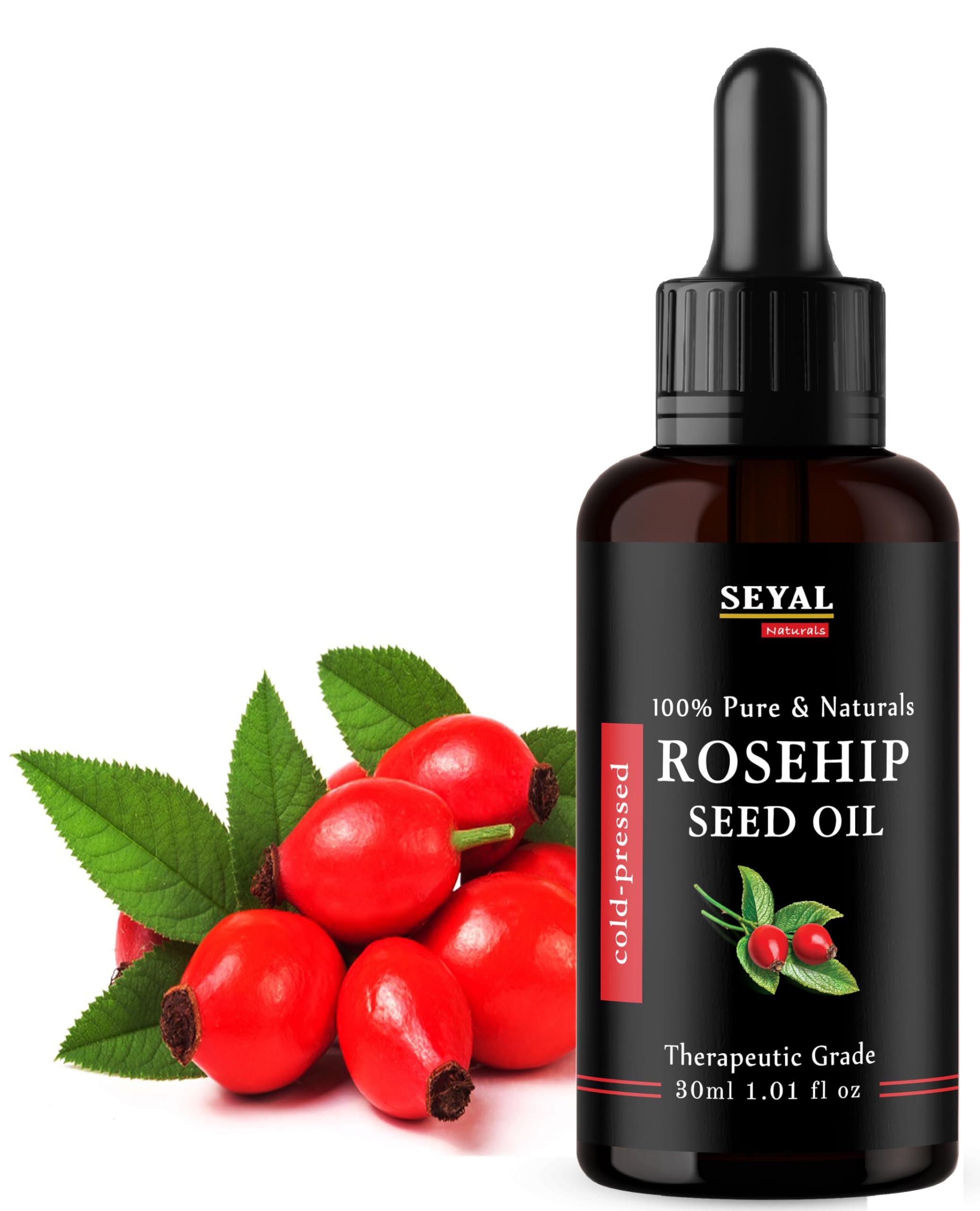Seyal Rosehip Seed Oil | Rosehip Oil For Glowing Skin | 100% Pure Natural Therapeutic Grade Cold Pressed Facial Oil | Reduces Scars & Reduce Stretch Marks - 30ml