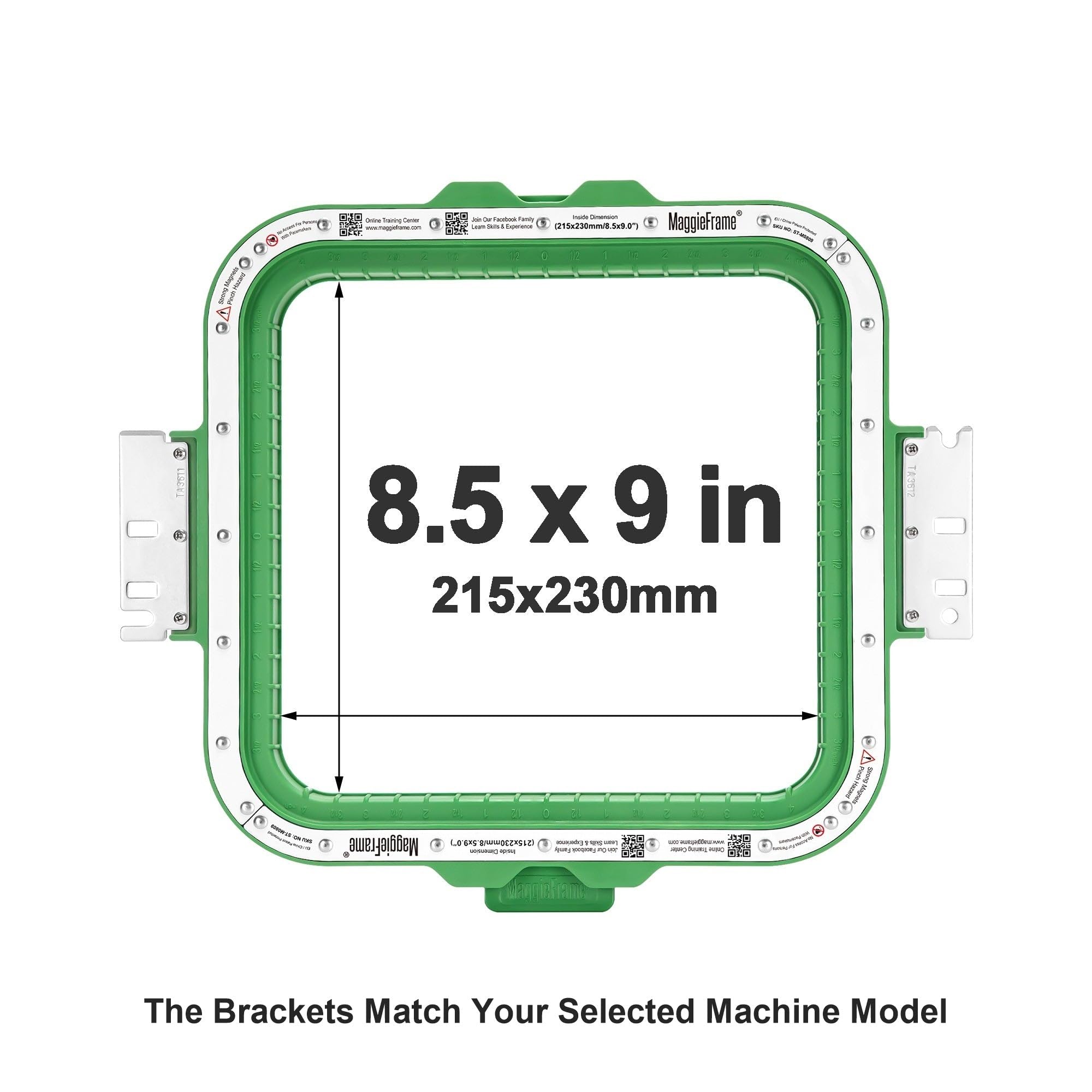 Brewland Bastidor de bordado magnético 215x230mm para Poolin EOV EOM EOX | Compatible con las máquinas Poolin indicadas en el título; 8.5x9inch