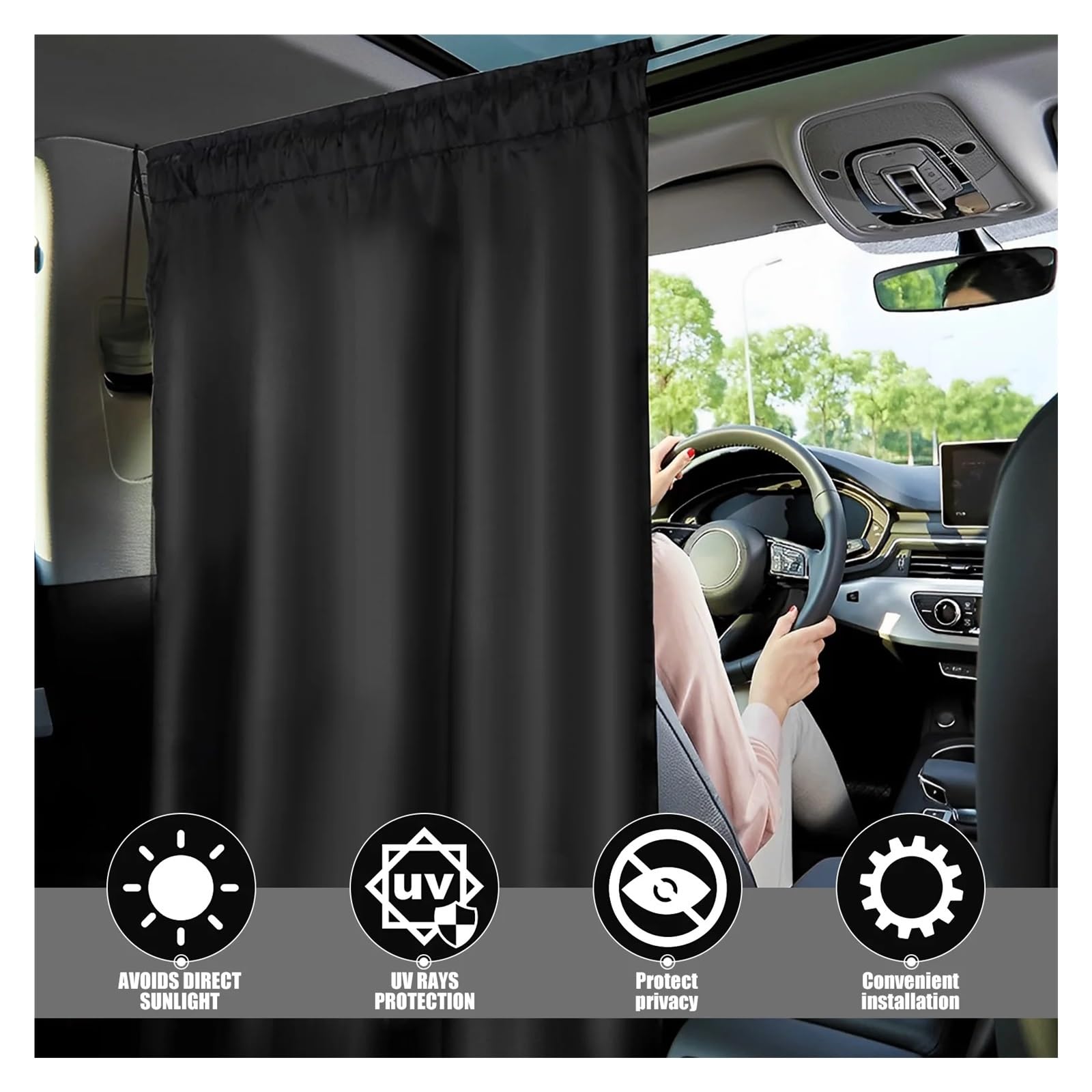 Rideau Voiture Rideaux de confidentialité for Voiture, Rideau séparation Universel for Banquette arrière, Pare-Soleil occultants, Accessoires for vitres latérales(3pcs)