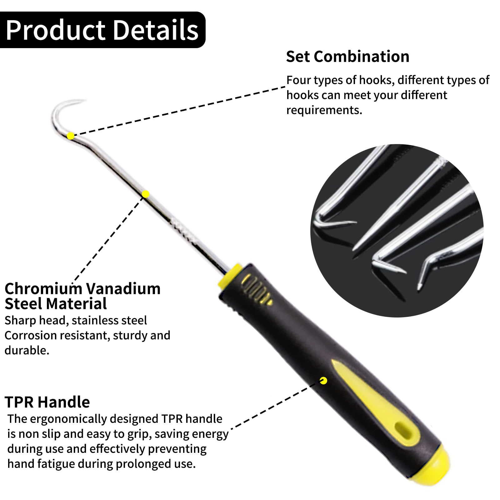 VZU 8-Piece Precision Hook and Pick Set, Extra Long Hook Tool and Lock Pick Set - Image 4