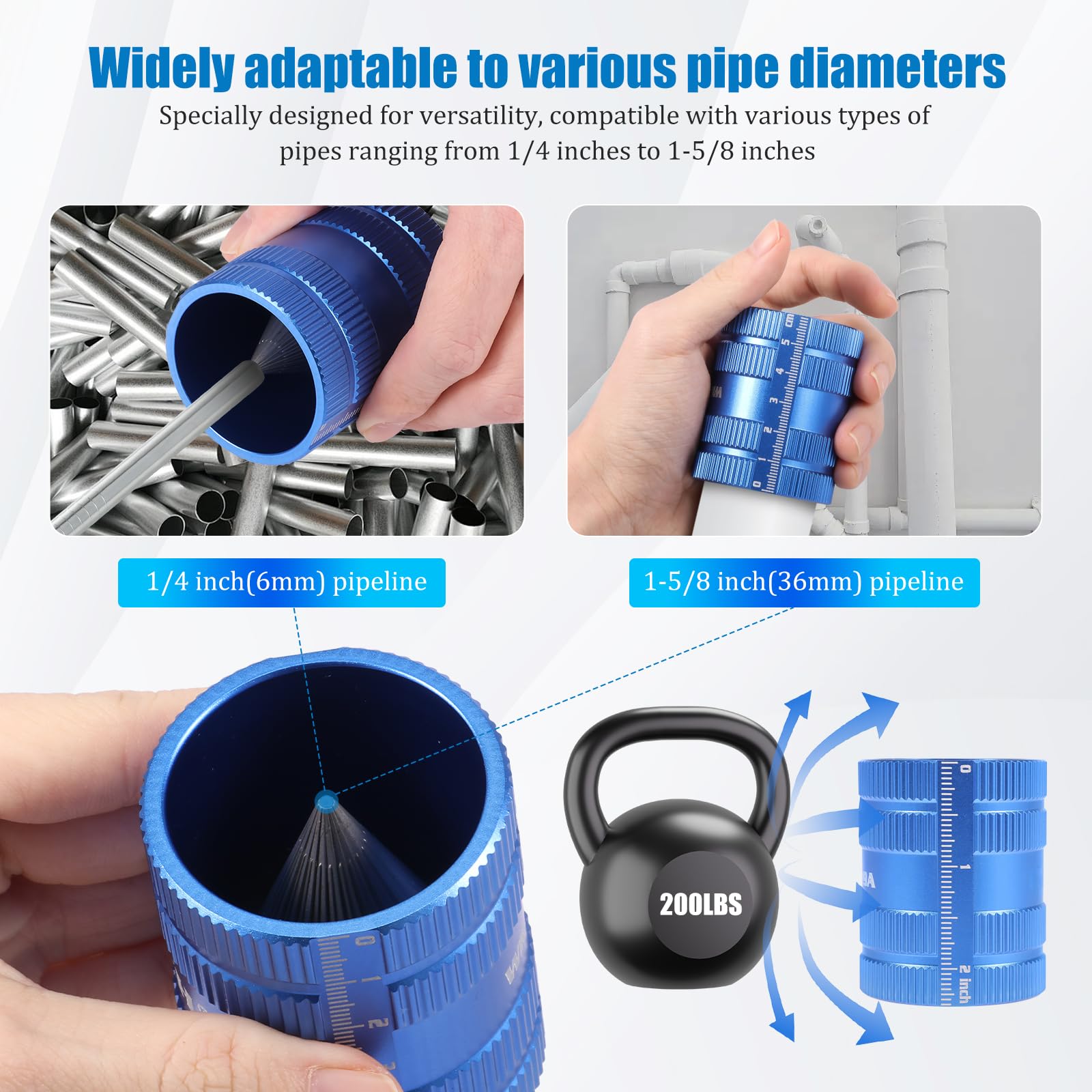 Ébavureur intérieur et extérieur en acier inoxydable Ø 6-42 mm pour tuyaux en cuivre et en plastique, climatisation