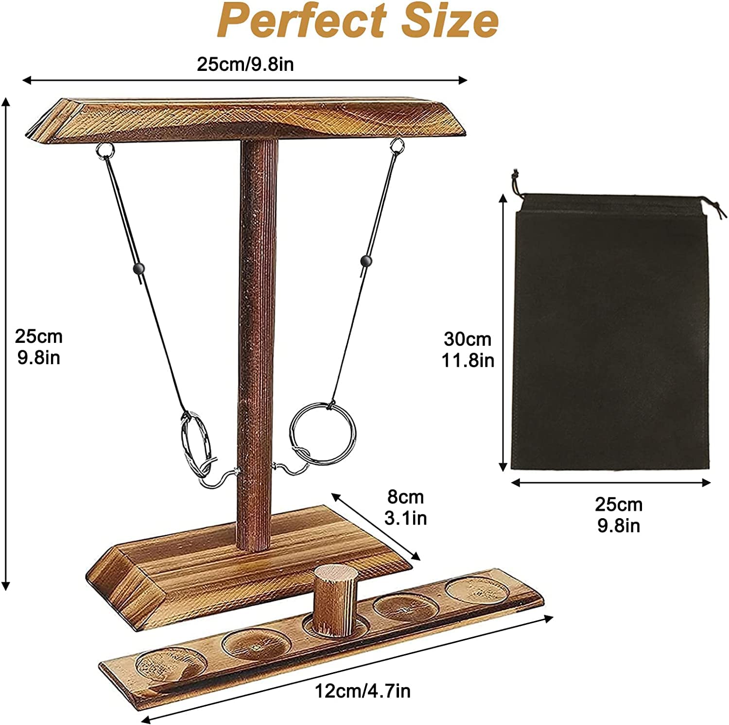 Juego De Lanzamiento De Anillos De Madera - Atril Con Gancho Y Aros Para Diversión En Familia