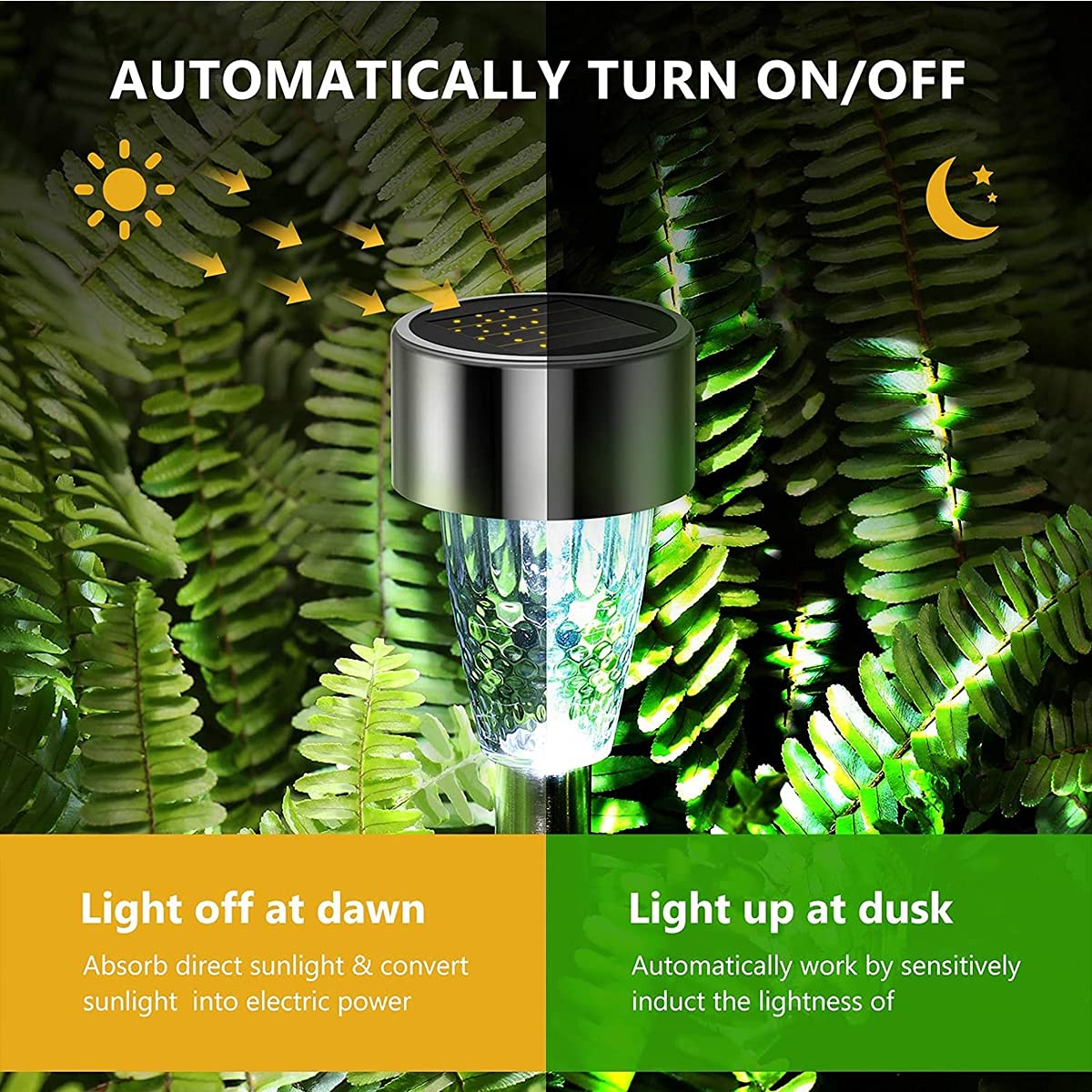 12 sztuk lamp solarnych na zewnątrz dekoracyjne, odporne na odkształcenia oświetlenie ścieżki ze stali nierdzewnej zasilane energią słoneczną, super jasne oświetlenie LED krajobrazu na podwórko, chodnik, ciepłe światło