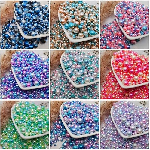 Miniatura 7 de 150 perlas de imitación de ABS sin perforar degradadas para rellenos de jarrón de 3 a 0.315 in, sin agujero, cuentas de maquillaje de sirena,