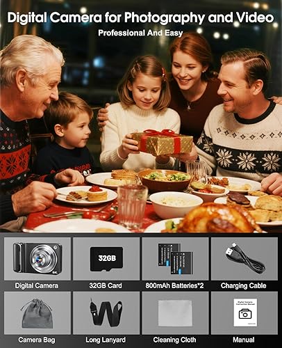 Miniatura 8 de Cámara digital 5K para fotografía, cámara WiFi con pantalla táctil de 64 MP con enfoque automático 6X óptico y zoom digital 16X, cámara de vlogging