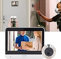 Vista 8 de Cámara de mirilla de puerta 1080P 4.3 pulgadas Smart Visual Intercomunicador Timbre con llamada bidireccional, detección de cuerpo PIR, batería