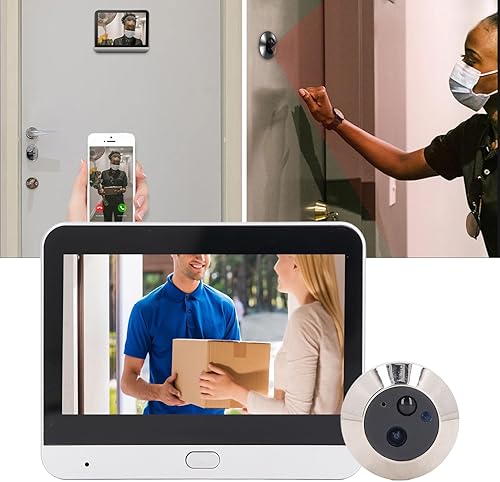 Miniatura 8 de Cámara de mirilla de puerta 1080P 4.3 pulgadas Smart Visual Intercomunicador Timbre con llamada bidireccional, detección de cuerpo PIR, batería