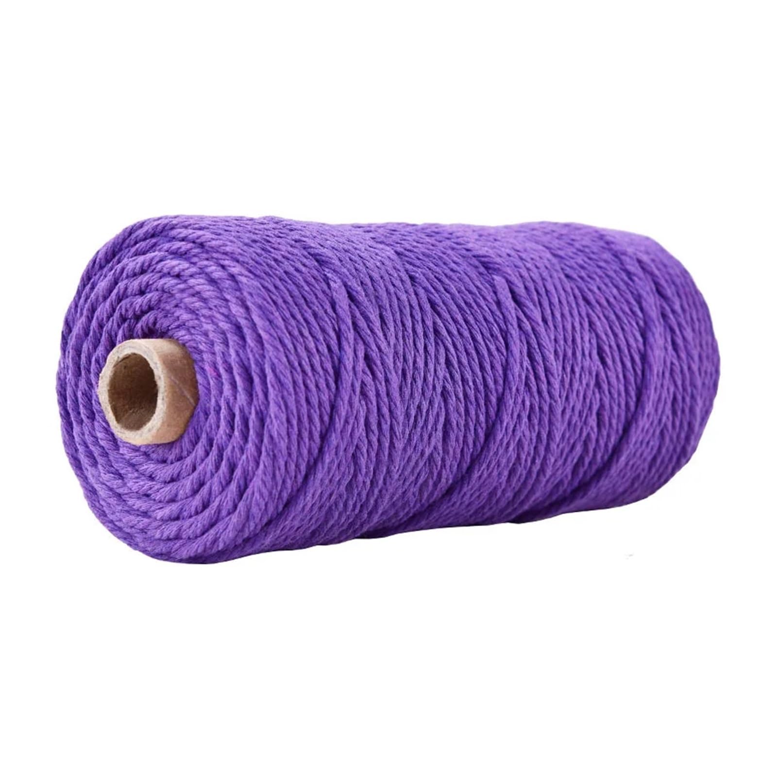 Cotton Twine String, Cotton Macrame Rope 3mm x 100m Multicolor For DIY Craft(34 Purple)