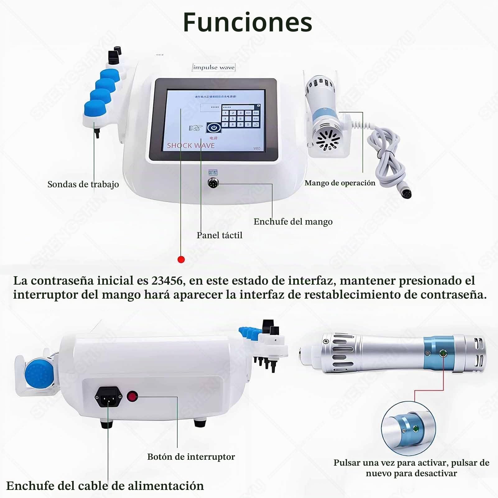 Máquina de Terapia con Ondas de Choque,Máquina de Terapia Muscular con Ondas de Choque Extracorpóreas Dispositivo de Tratamiento Ed de Energía con 7 Cabezales Masaje