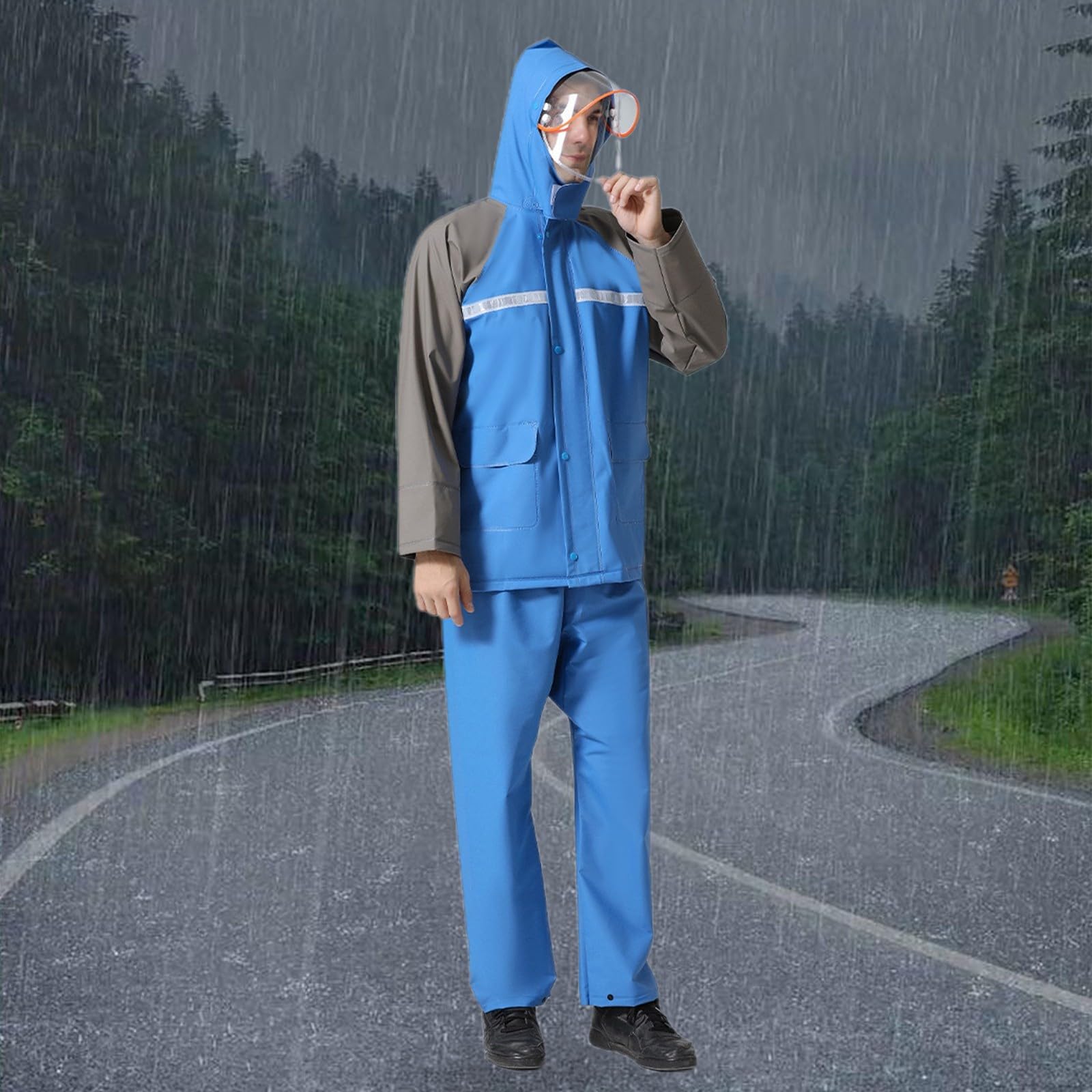 Wasserdichter Anzug, reflektierend, Regenmantel, robuste Hose, wasserdichte