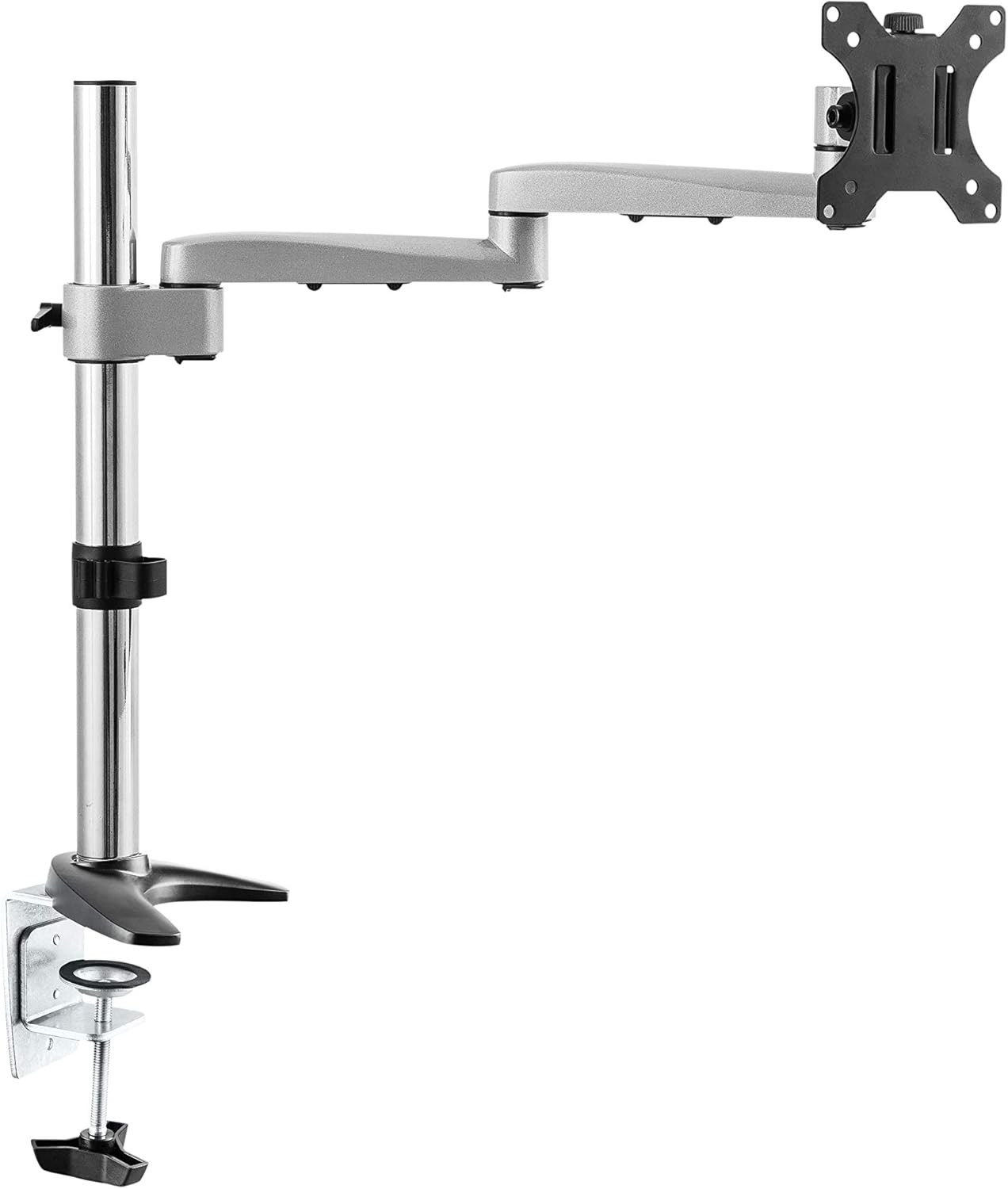 RICOO Monitor Stand Tilt TS1711 Swivel 13-30 Inch VESA 75x75 100x100 Adjustable Arm Mounting System LED LCD Screen Desk Mount Silver