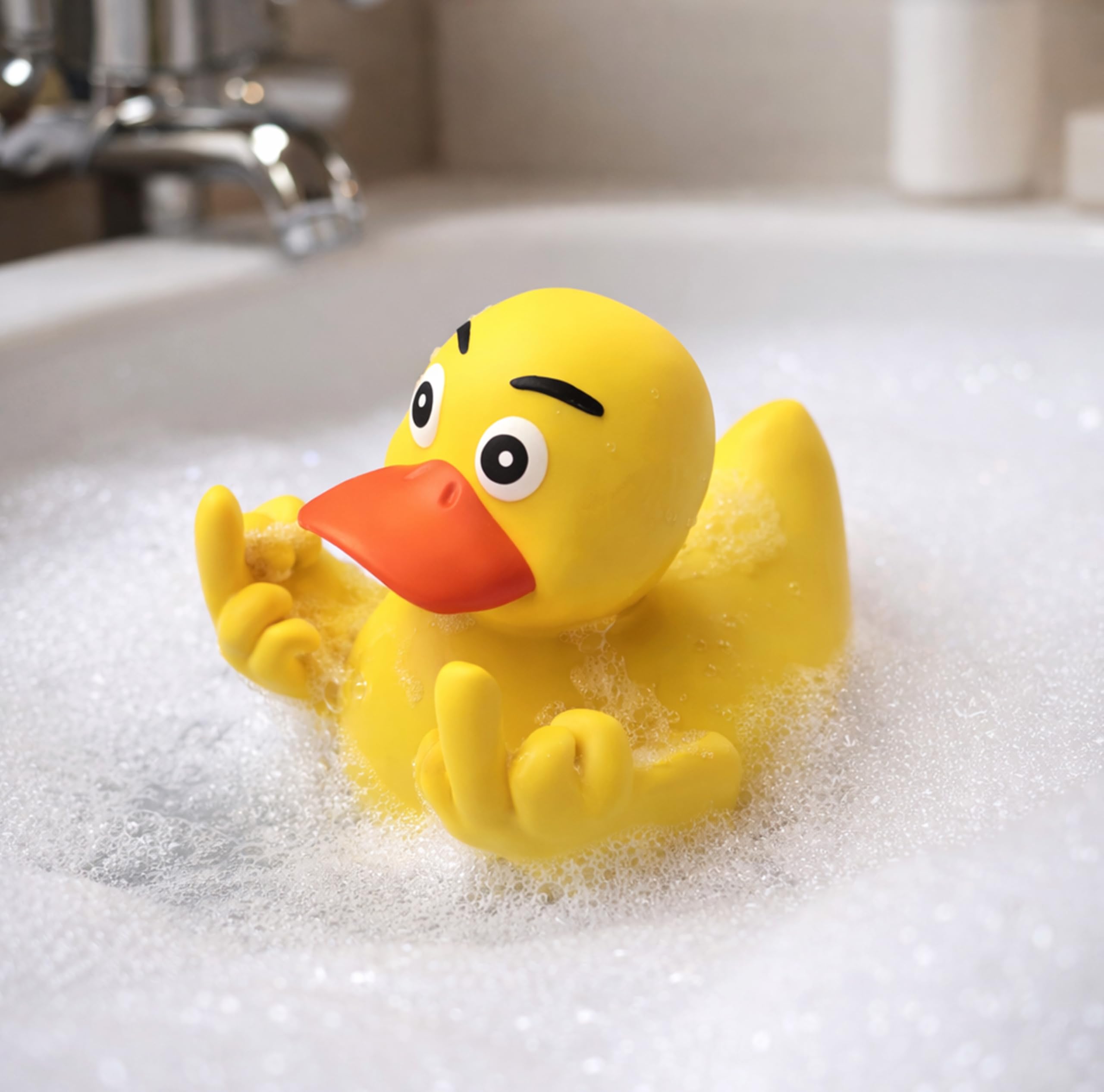 Quietscheente Mit Mittelfinger – Lustiges Gag-Geschenk – Badeente Aus Gummi – Deko Für Auto, Büro, Party & Badewanne – Für Erwachsene Mit Humor