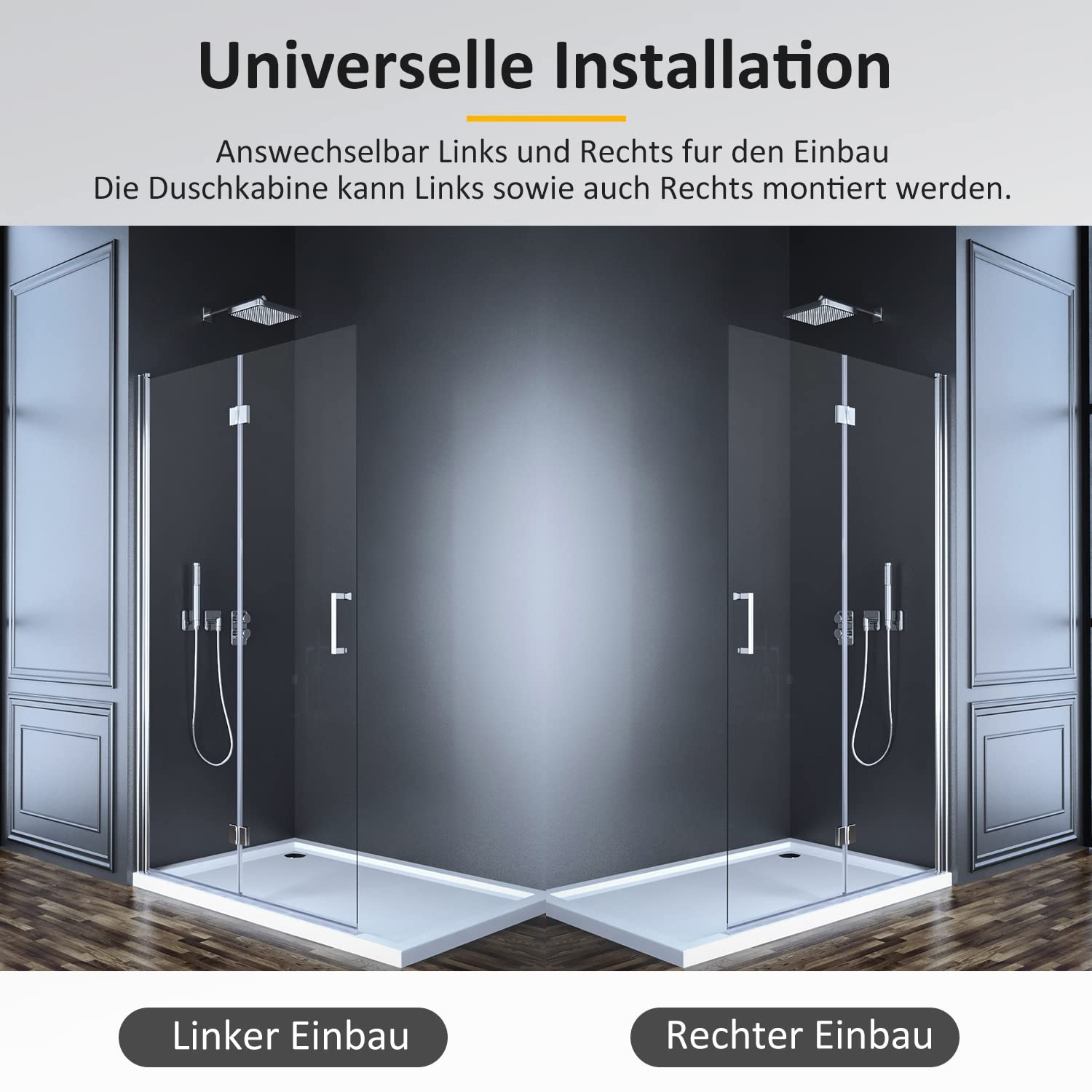 Walk in Duschwand 90 x 195 cm Falttür Duschabtrennung, Walk-in Faltbar Glas Duschtür Dusche 6mm ESG Sicherheitsglas Easy Clean beschichtung, Faltbare Duschwand Tür Drehfalttür Höhe 195cm