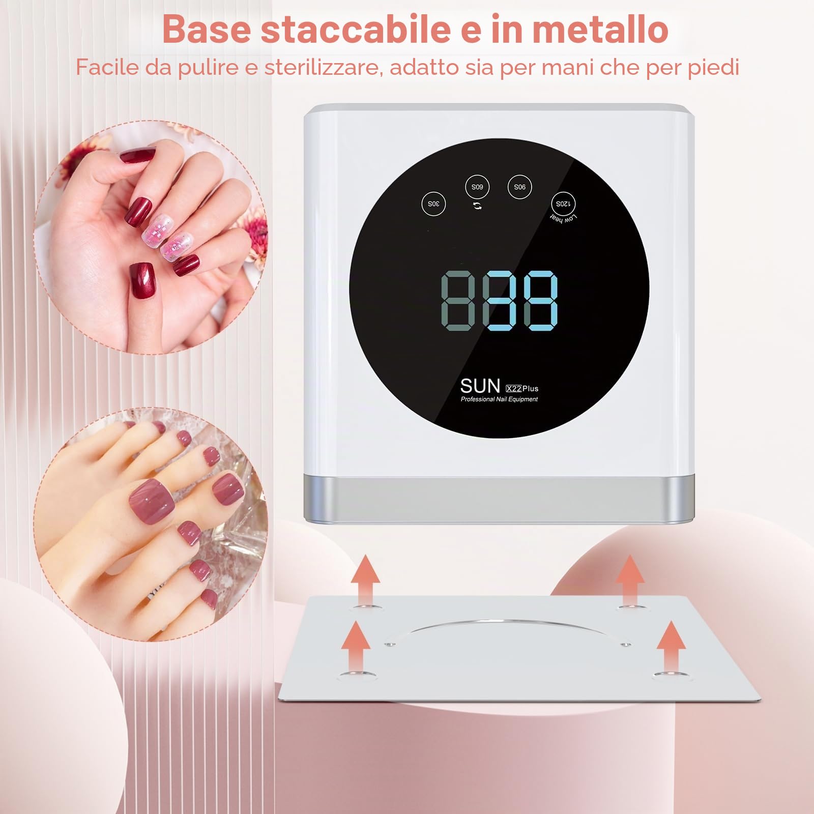 NAILGIRLS Lampada UV Led Unghie, 150W Professionale Lampada LED Unghie per Manicure Pedicure Sensore Automatico Lampada Unghie LED 4 Timer Display LCD