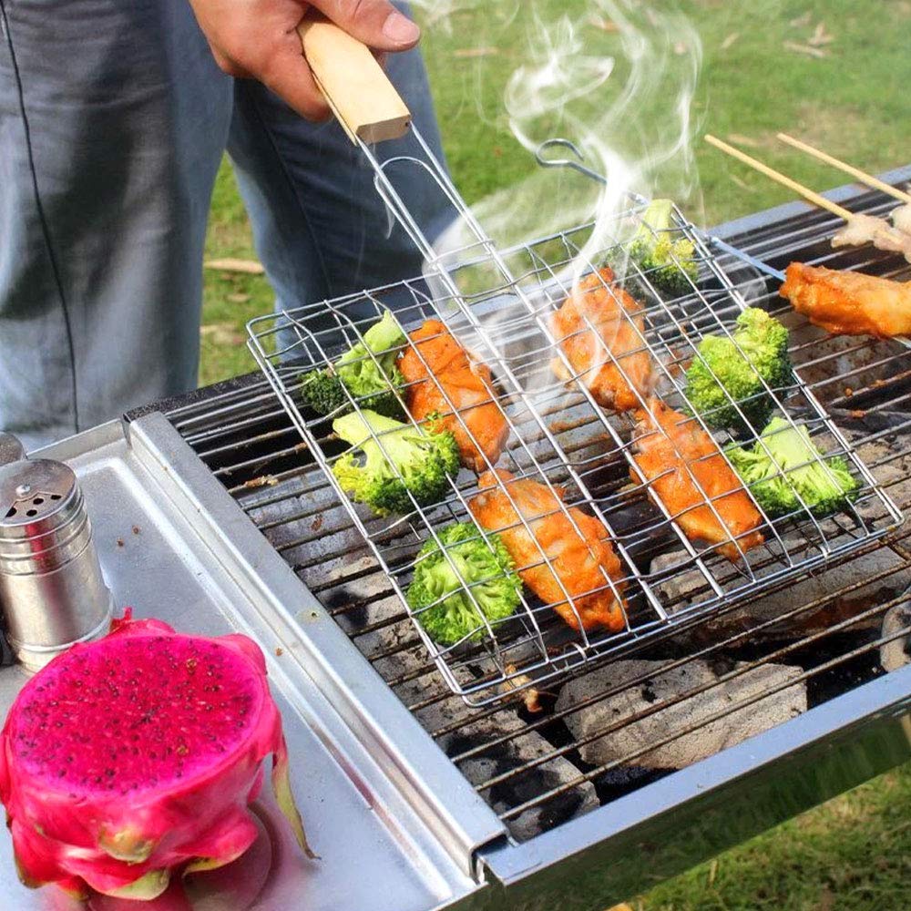 Barbecue Griglia Griglia Griglia BBQ Net Bistecca Carne Pesce Gamberetti Verdura Holder Strumento