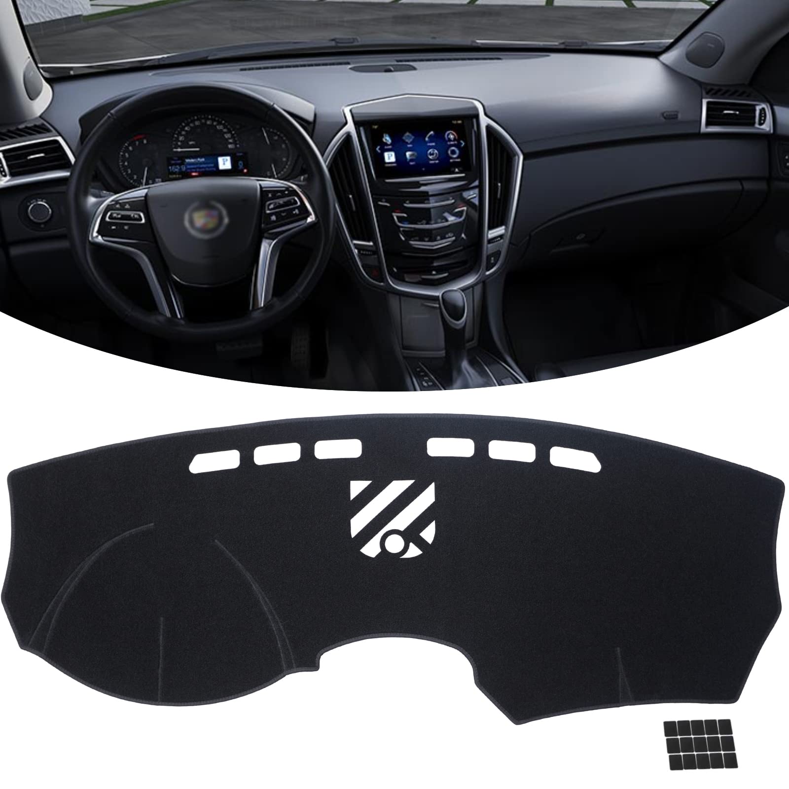 KEYOOG Dashboard Cover Dash Mat Fit for Ca-dillac SRX 2016-2010 (Without HUD Models),Car Dash Board Mat Anti-Glare Carpet,Non-Slip Pad Sunshield