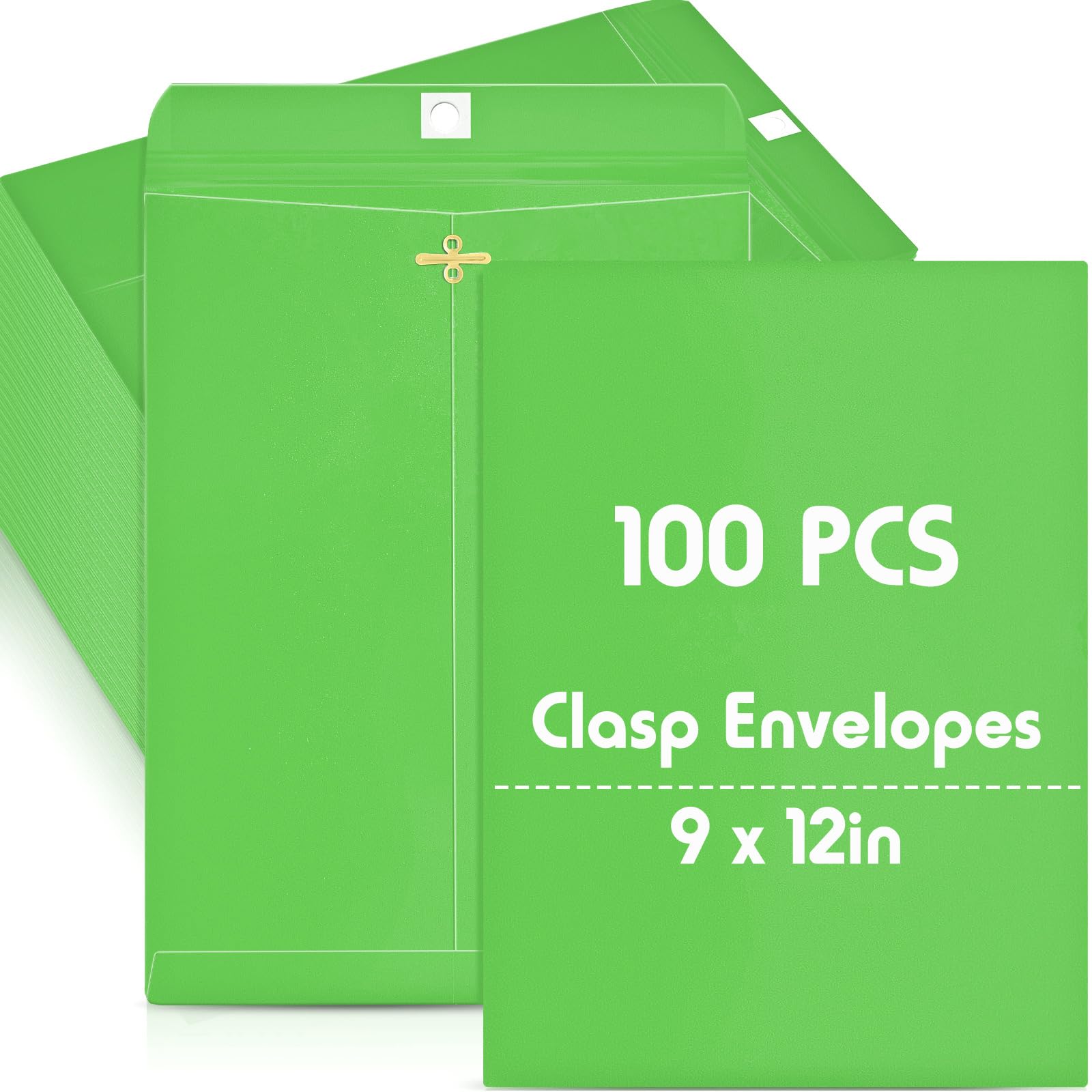 Geyee 100 Pcs 9 x 12 Inch Green Clasp Manilla Envelopes Mailing