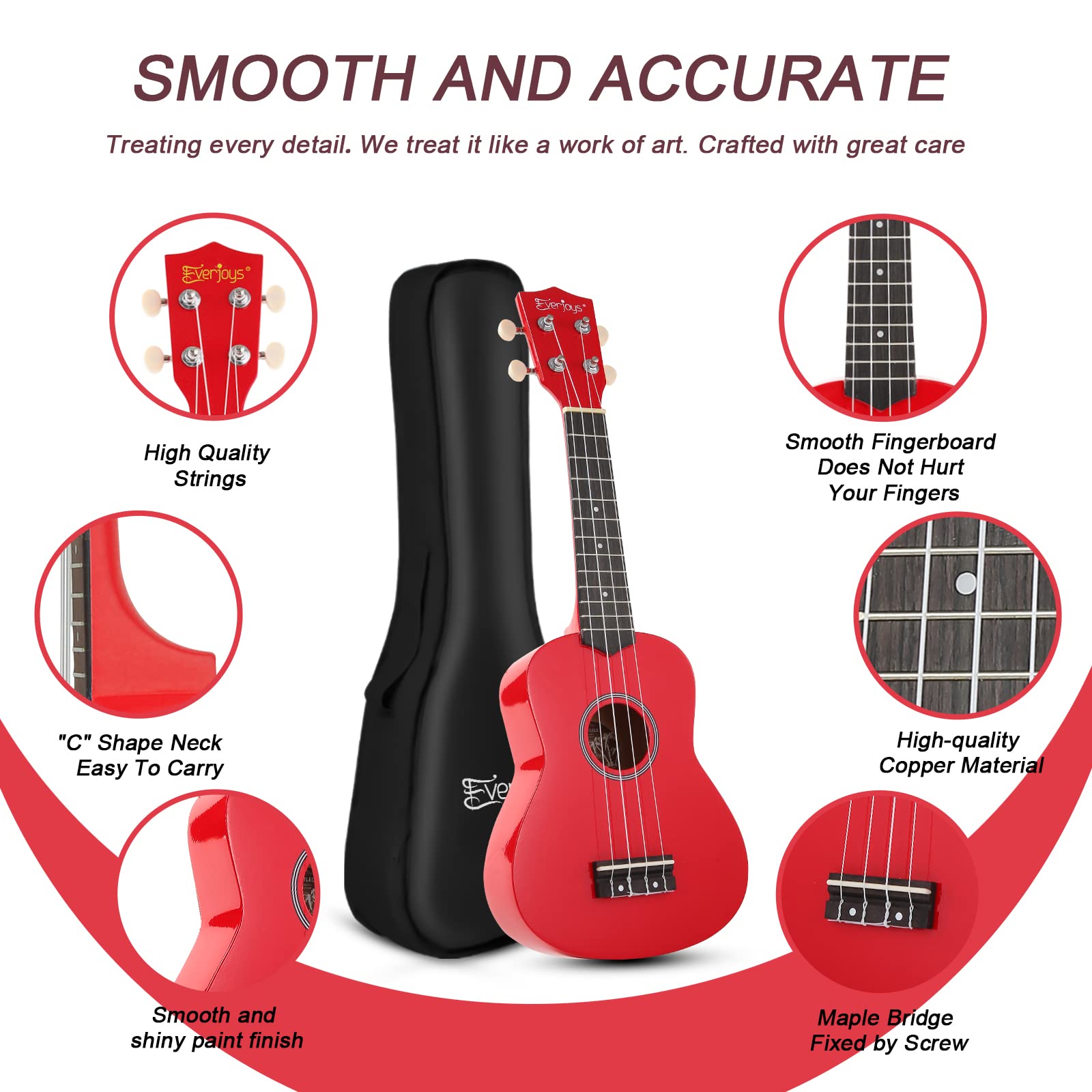 Soprano Ukulele Beginner Kit for Kids Adult Student w/Free Online Lesson 21 Inch Ukelele Gig Bag Strap String Tuner Songbook Pick Polishing Cloth, Rainbow Series Ukalalee