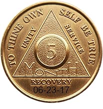 HPRS Personalized Custom Engraved Select 5 Month Antique Bronze AA (Alcoholics Anonymous)-Sober-Sobriety-Birthday-Medallion-Chip-Token (5 Month) - coolthings.us