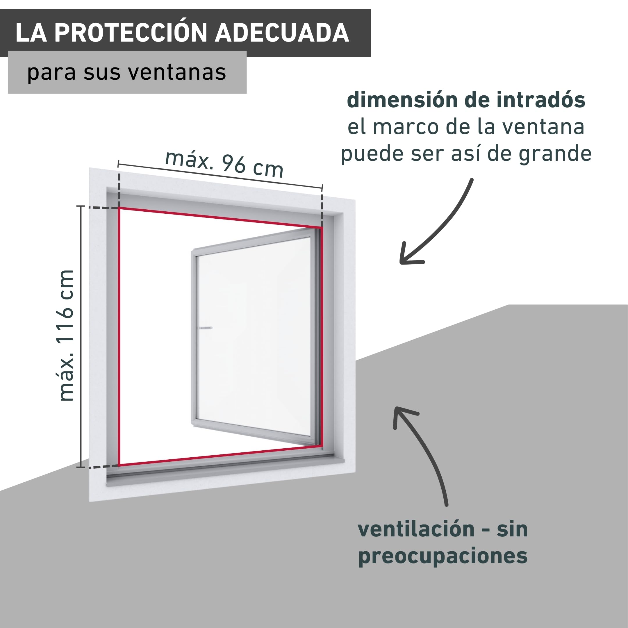 Windhager Marco de aluminio para ventana Ultra Flat, 100 x 120 cm, color antracita 03967