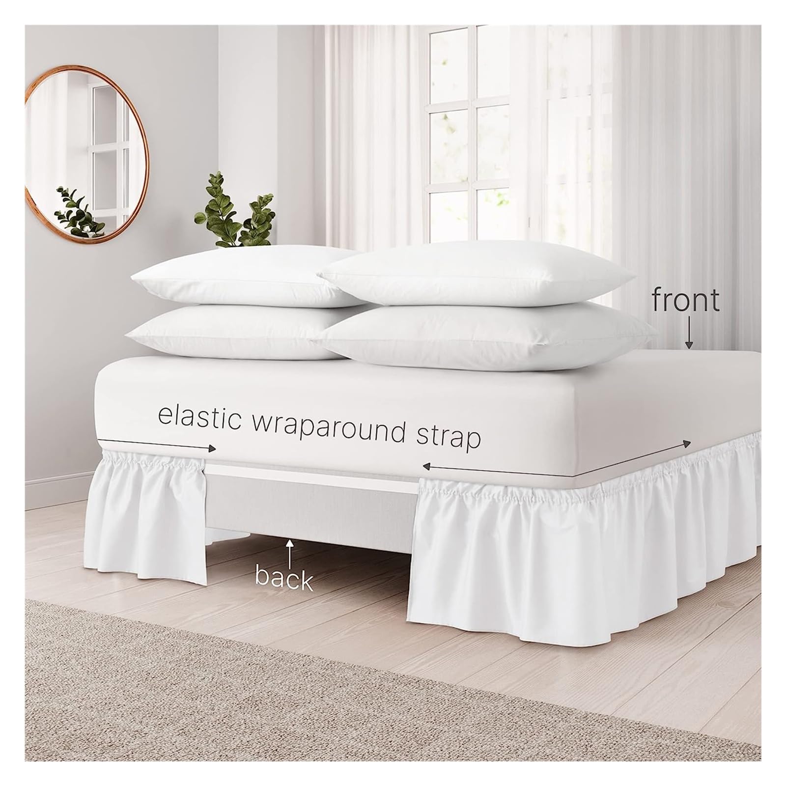 Volante per letto elastico morbido e confortevole, resistente allo sbiadimento, senza protezione del letto (grigio, letto matrimoniale 153 x 203 x 38 cm)