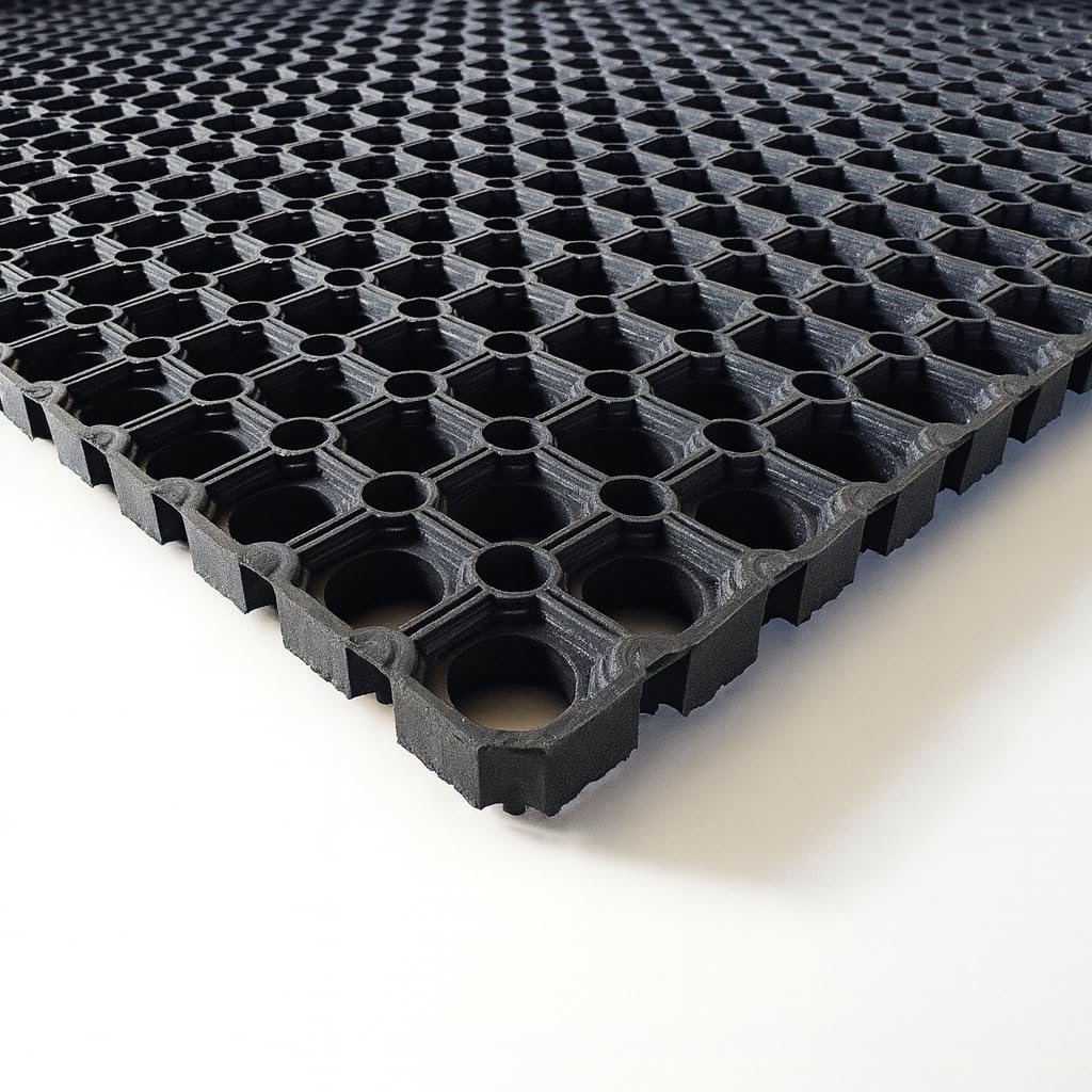 BirnePower Paillasson Compos 100x150cm, Tapis d'Entrée en Caoutchouc Extérieur, Gratte-Pieds Antidérapant et Résistant Intempéries