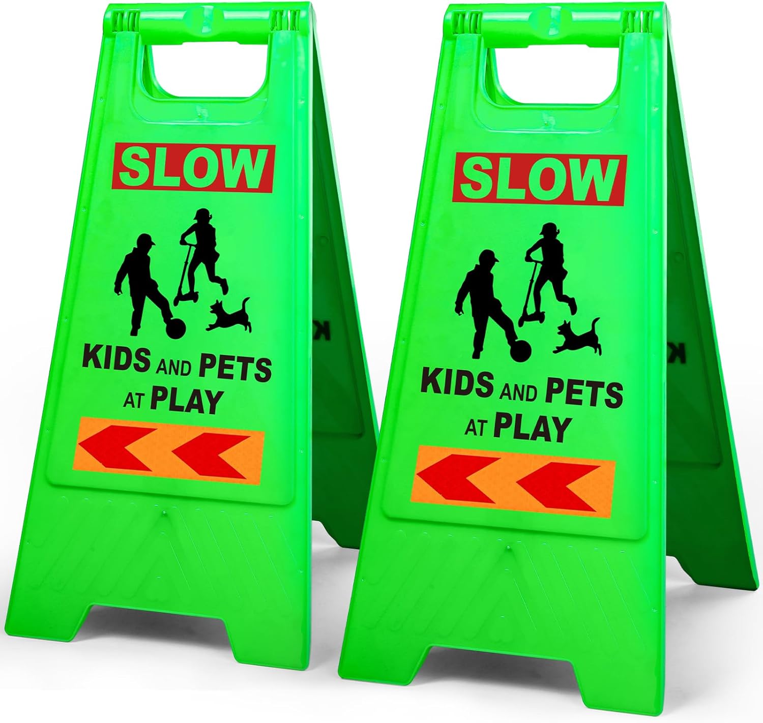 XPCARE Kids Playing Sign for Street, Children at Play Safety Sign with Reflective Tapes,Caution Slow Down for Street,Kids and Pets at Play Warning Sign (2PACKGreen) Green-2pack