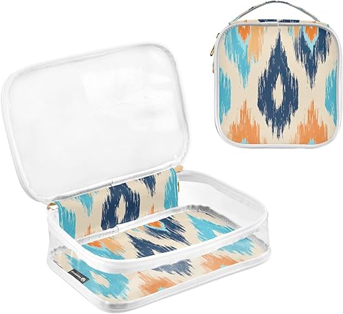 Miniatura 3 de Ikat Ethnic Clear Toiletry Bag for Traveling,2 Pack Makeup Cosmetic Bag with Zipper,Travel Bag for Toiletries,Travel Essentials 21215288