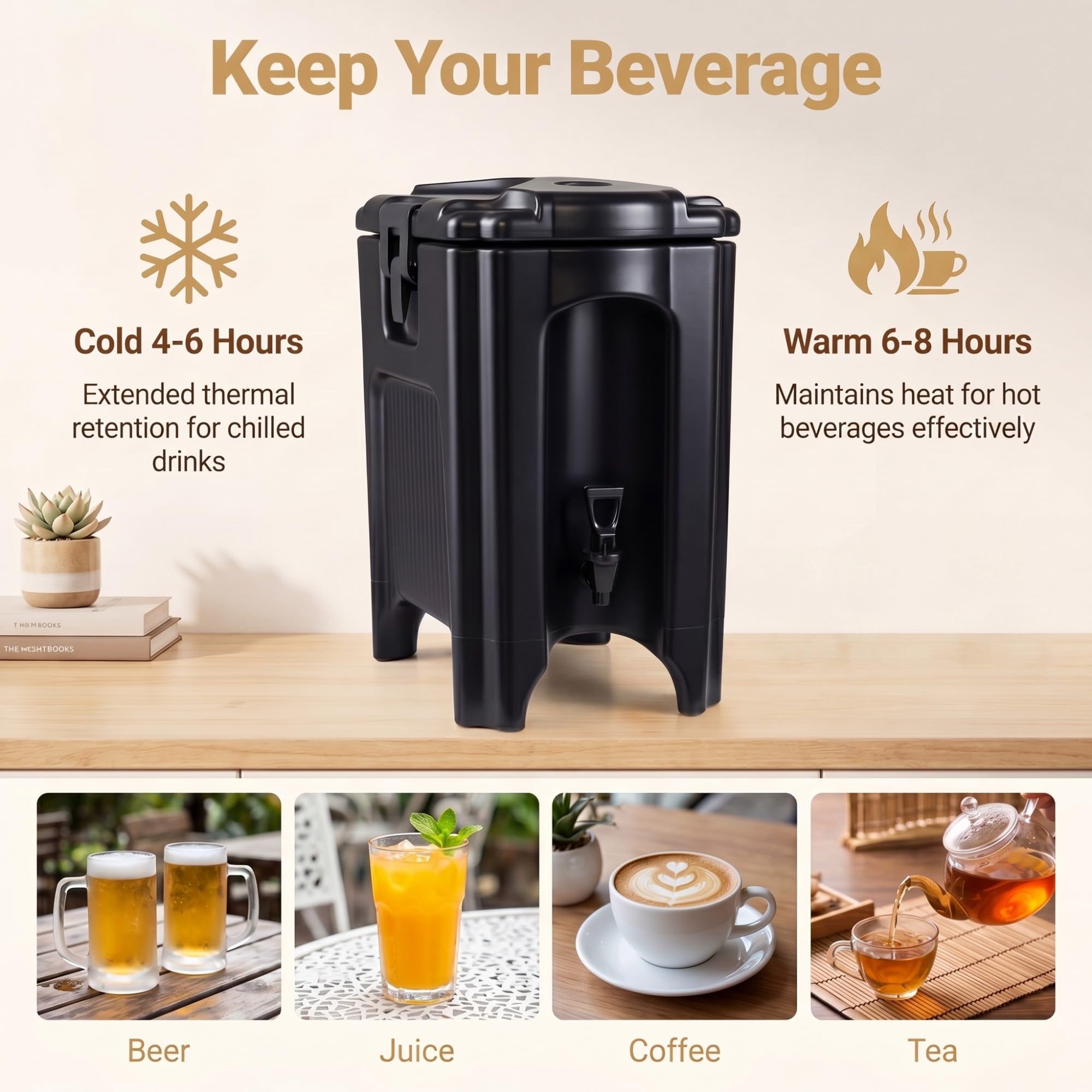 LIFEZEAL 16,5 L Distributore per Bevande Isolato, Distributore per Bevande Calde e Fredde con Rubinetto Antigoccia, Contenitore Isotermico per Caffè, Birra e Succo di Frutta, per Bar e Ristoranti
