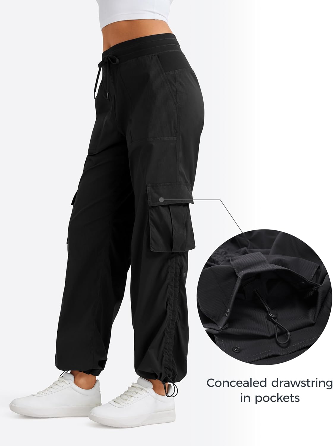 CRZ YOGA Lightweight Cargo Casual Pants for Women 30" - Ruched Straight Leg Travel Athletic Hiking Joggers - Image 5