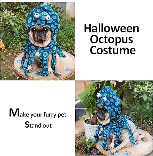 Miniatura 5 de Disfraz de pulpo de Halloween para perro, disfraz de fiesta de Halloween para mascotas, divertido sombrero de pulpo para gatos, cachorros, perros