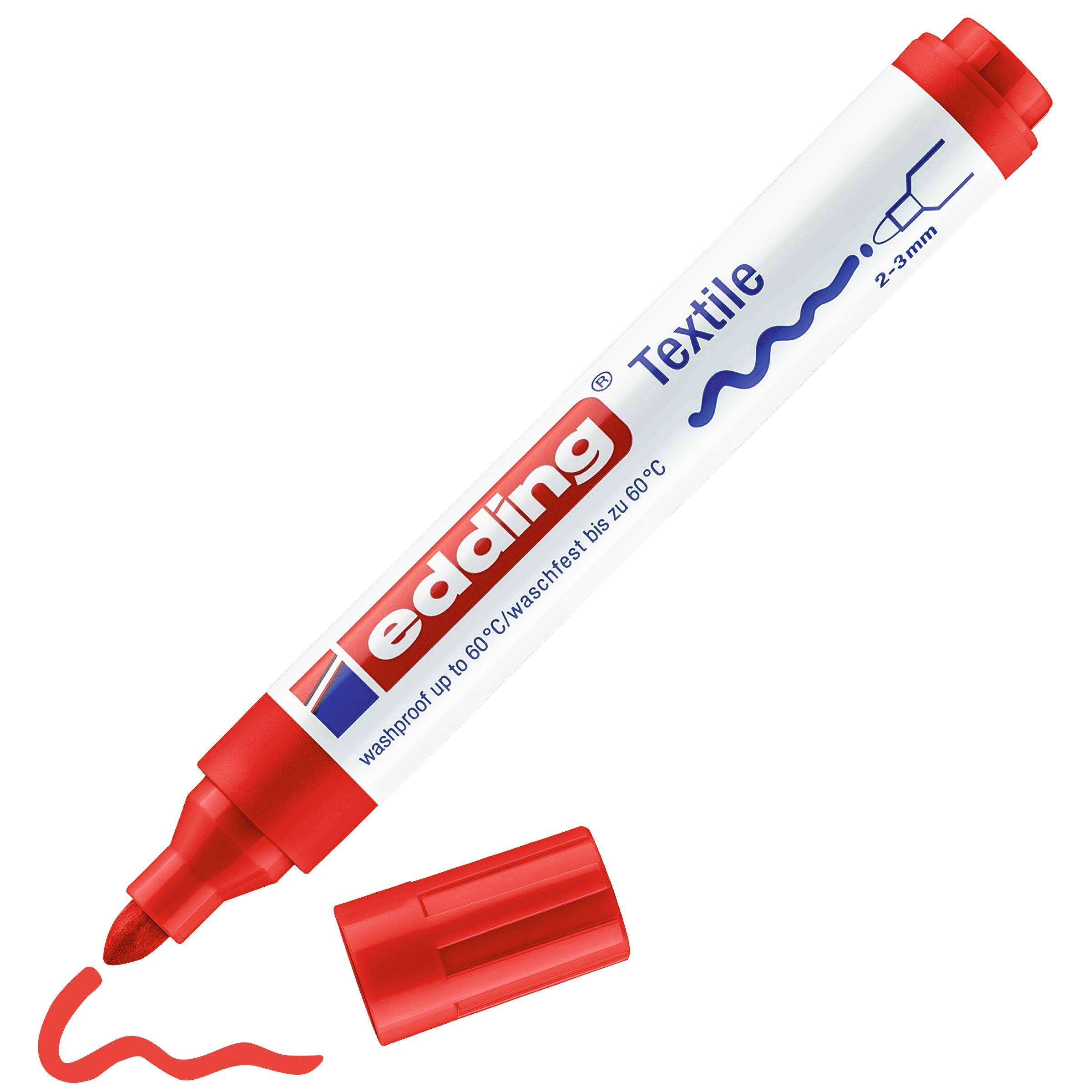 EDDING - 4500 textile marker avec pointe ogive, rouge Largeur du trait: 2 - 3 mm (04 4500 002)