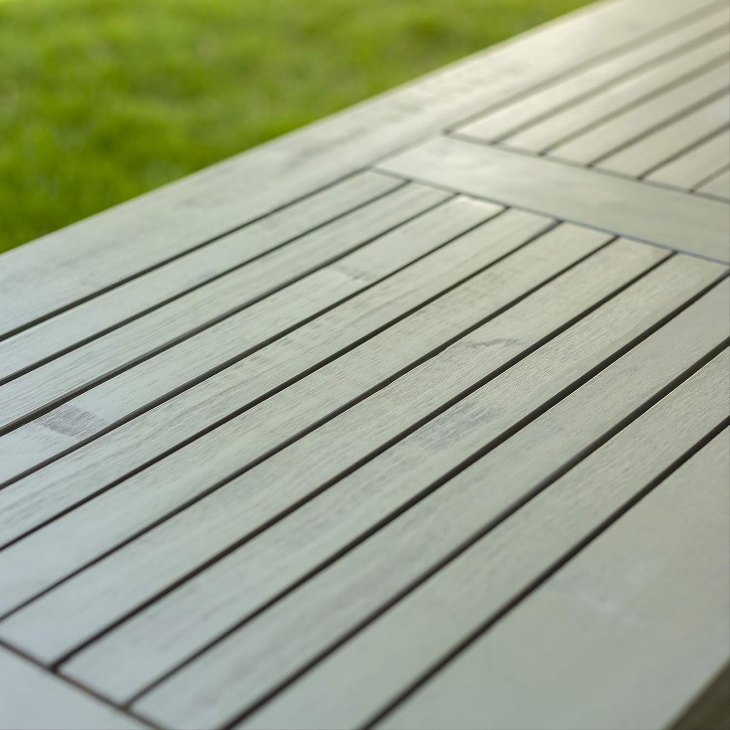 Walker Edison Anguilla Modern Acacia Wood 2 Tier Slatted Outdoor Coffee Table, 47 Inch, Grey Wash : Patio, Lawn & Garden