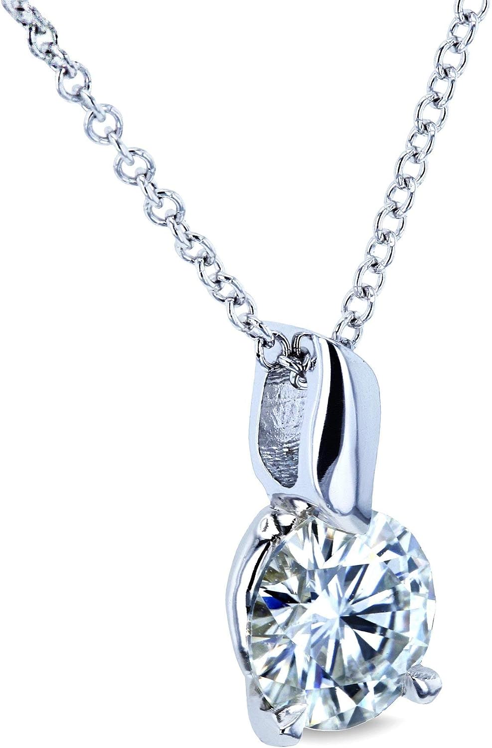 Kobelli 1ct Moissanite Solitaire Leaf Bail Necklace