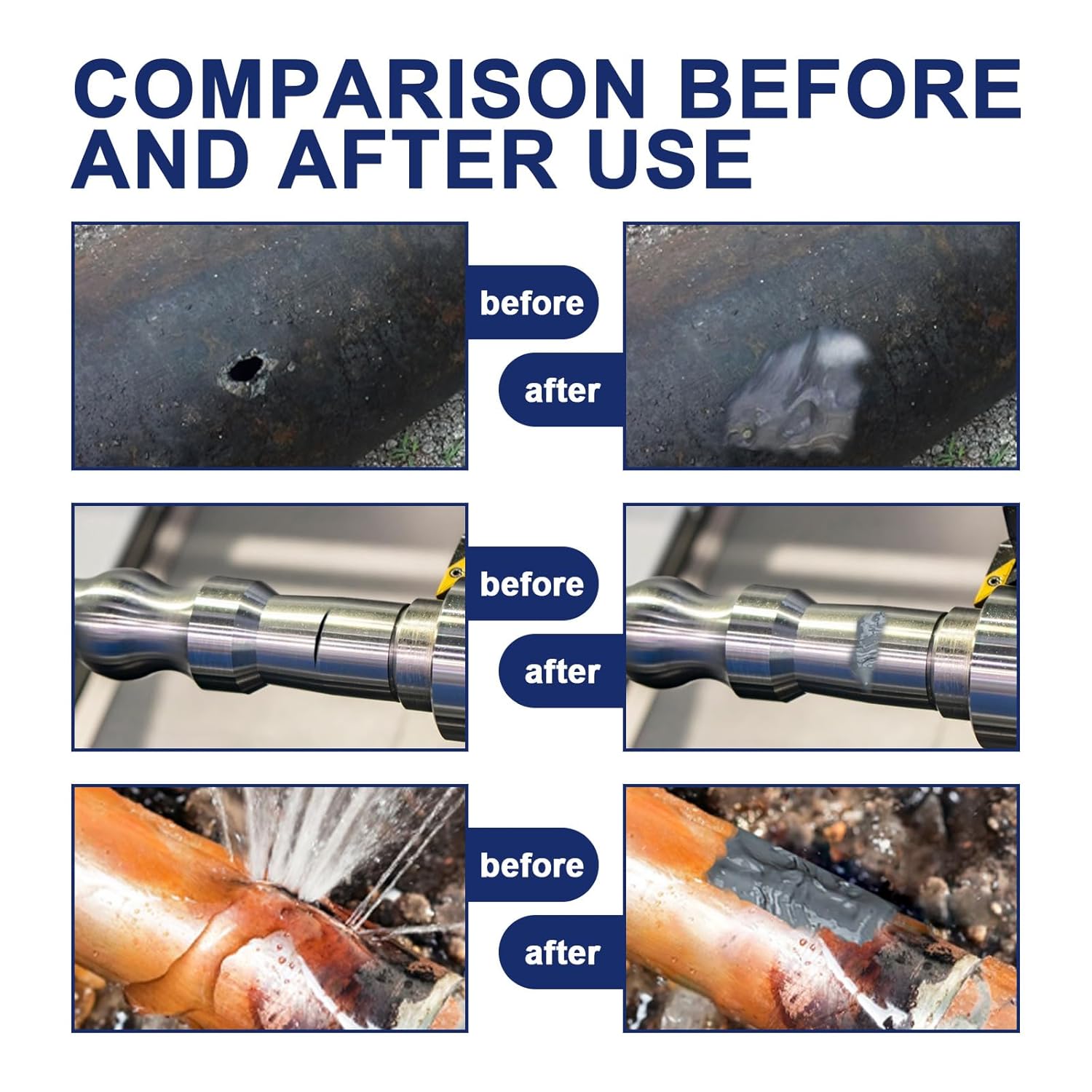 Leak Sealing Welding Glue,Weld Metal Repair Glue, Metal Glue Heavy Duty Waterproof, Strong Metal Casting Welding Glue, All Purpose Repair Glue for Metal, Quickly Repair Cracks, Holes (100ML, 3PCS)