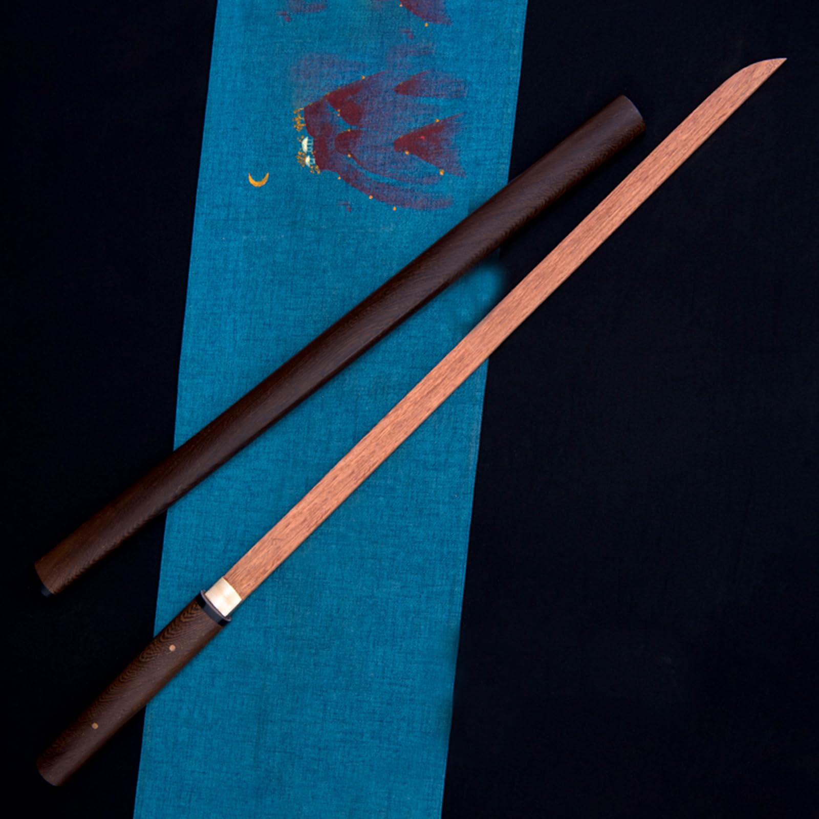 Espada recta samurái de palisandro natural de 103 cm con vaina de madera de wengué,bokken hecho a mano,espada samurái de madera Iaido para práctica de kendo,regalos,exhibiciones,cosplay,accesorios