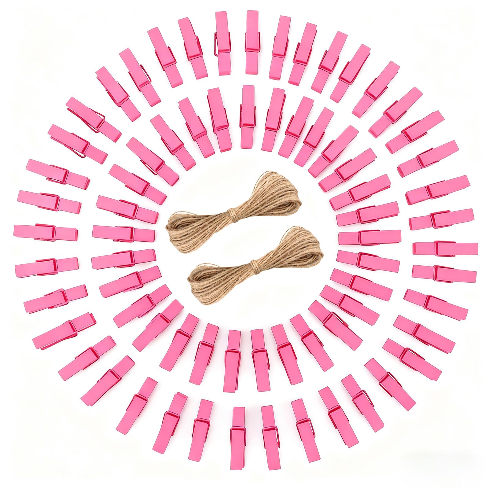 jijAcraft 3.5cm Pink Wooden Pegs: 100Pcs Mini Photos Pegs for DIY Crafts, Small Wooden Clothes Peg for Hanging Photos Cards, Photo Wall Display Clips for Birthday, Party Decoration — image 1