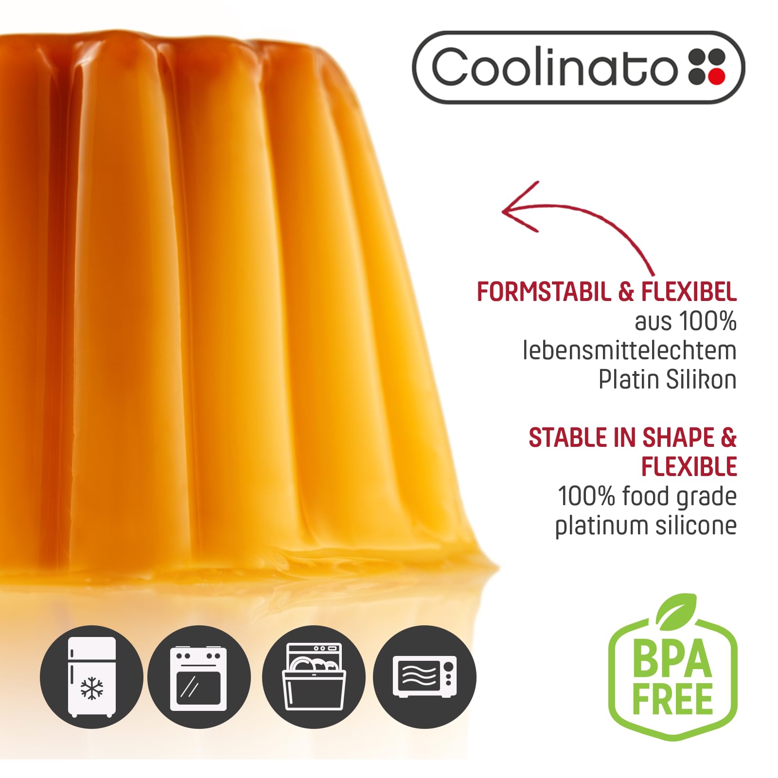 Set 3 Stampi In Silicone Rotondi Coolinato 16-20-26 Cm Rossi – Stampo Per Torte, Dolci E Quiche Antiaderente, Con 4 Ricette - 4