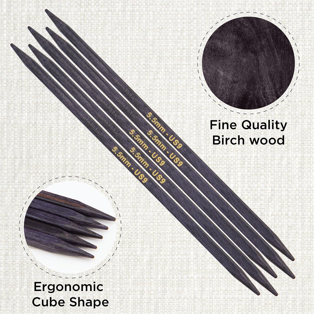 KnitPro J’Adore Cubics Double Pointed Needles 6" (15cm), Lavender, 5.50mm - Image 2