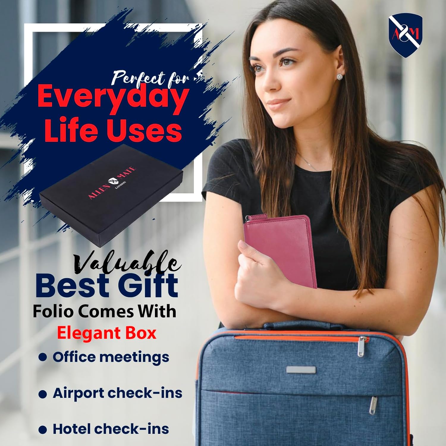 ALLEN & MATE RFID Blocking 100% Leather Passport Holder for Women & Men - Travel Document Organizer with Credit Card & SIM Slot, Slim Genuine Leather Wallet for Travel Essentials, Maroon - Image 7