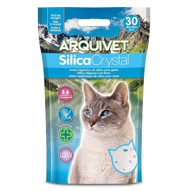 Arquivet Arena para Gato Silica Crystal Pack 8 Unidades de 3.8 L, lecho higiénico para Gatos, felinos