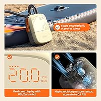Vista 6 de Litheli Paddle Board Pump,20PSI High Pressure SUP Pump,Electric Air Pump for Inflatables,Rechargeable Battery-Powered,Dual Stage