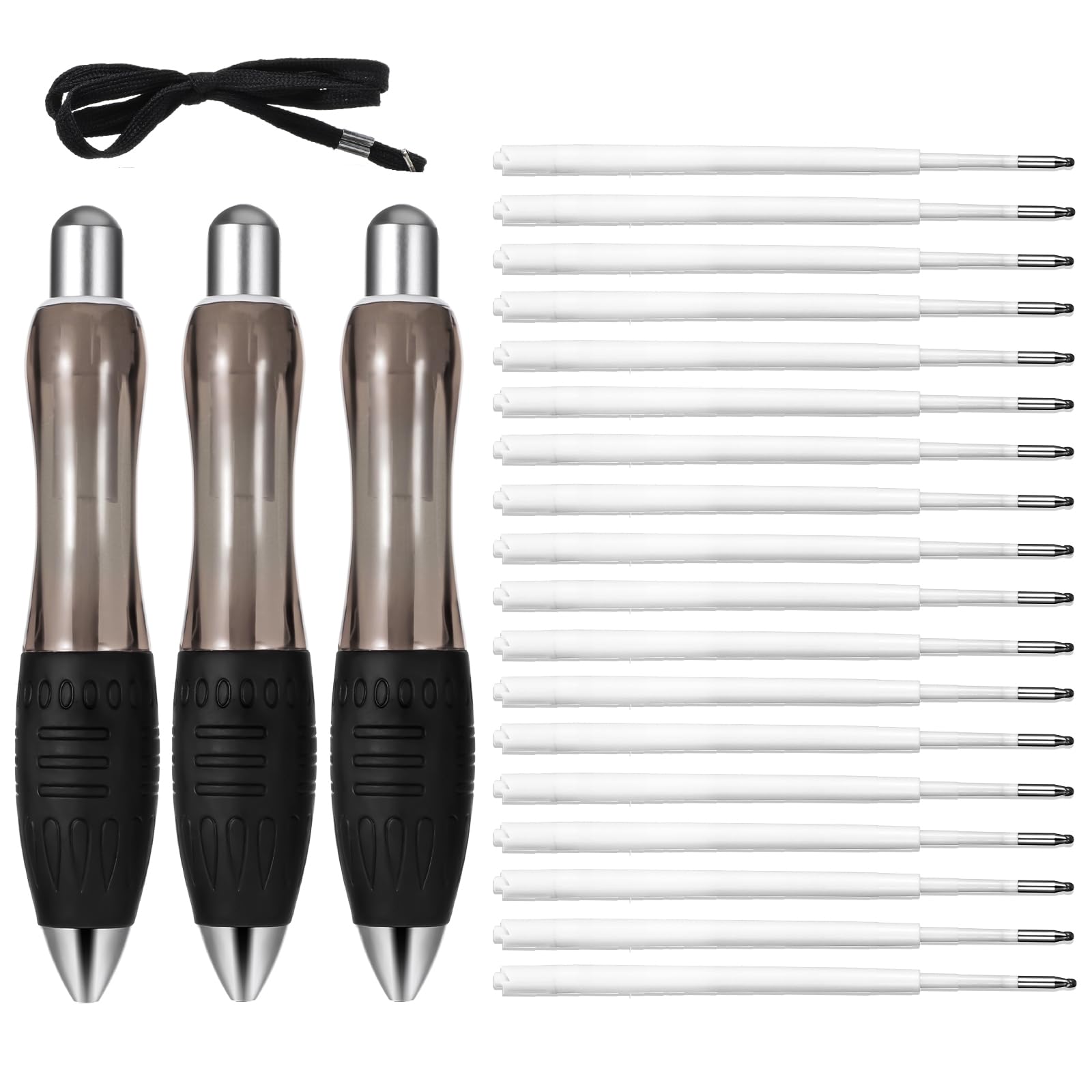 Sibba 18 Pcs Big Fat Pens Aids Writing Heavy Weighted Ballpoint Pens 3 Pcs Handicap Large Wide Grip Pens Refills for Tremor Handicap Carpal Tunnel Weak Hand Office(Black)