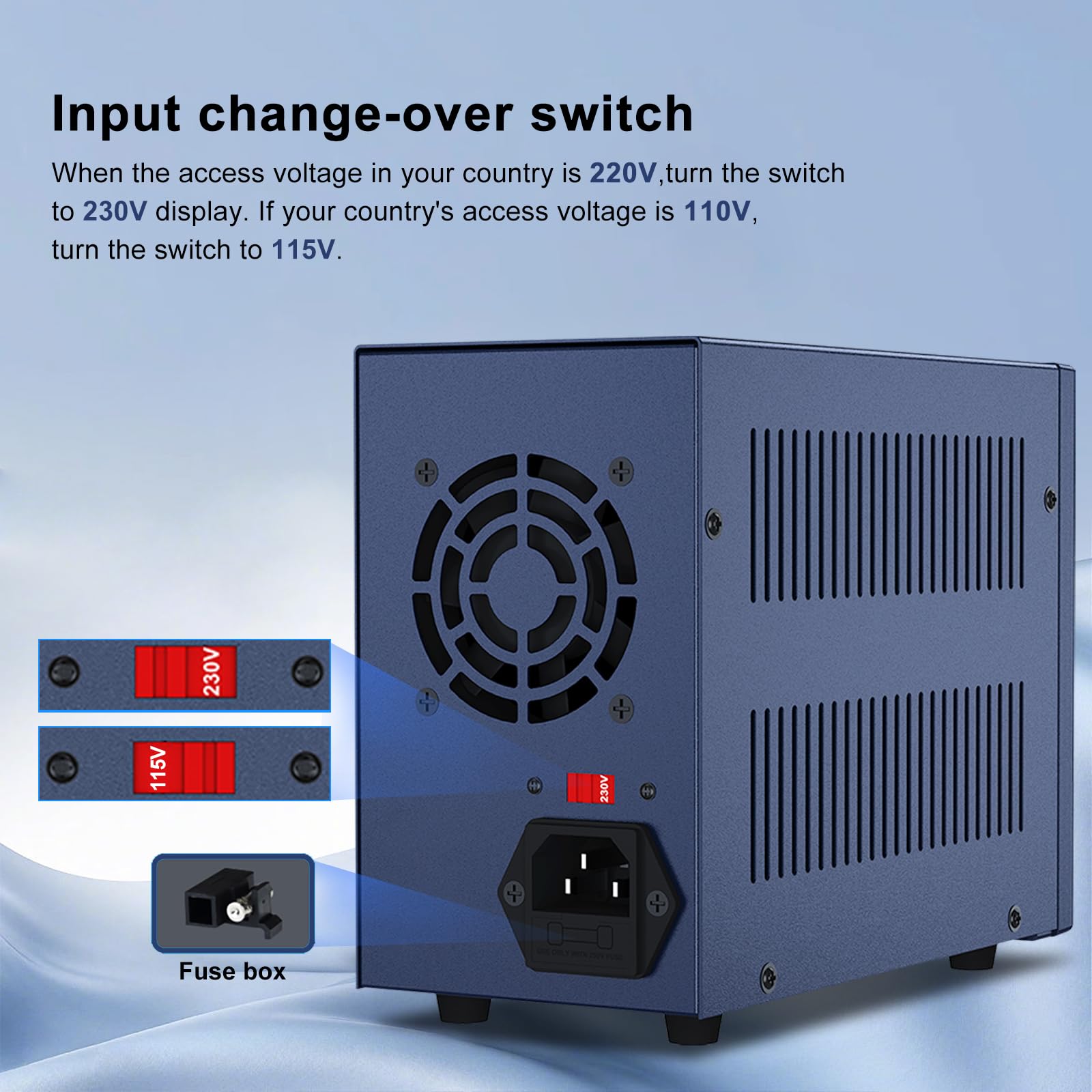 Alimentatore da Banco 0-32V/0-10A, Alimentatore da Laboratorio Regolato ad alta Precisione Display a LED a 4 cifre, con Controllo Encoder e Memoria dati