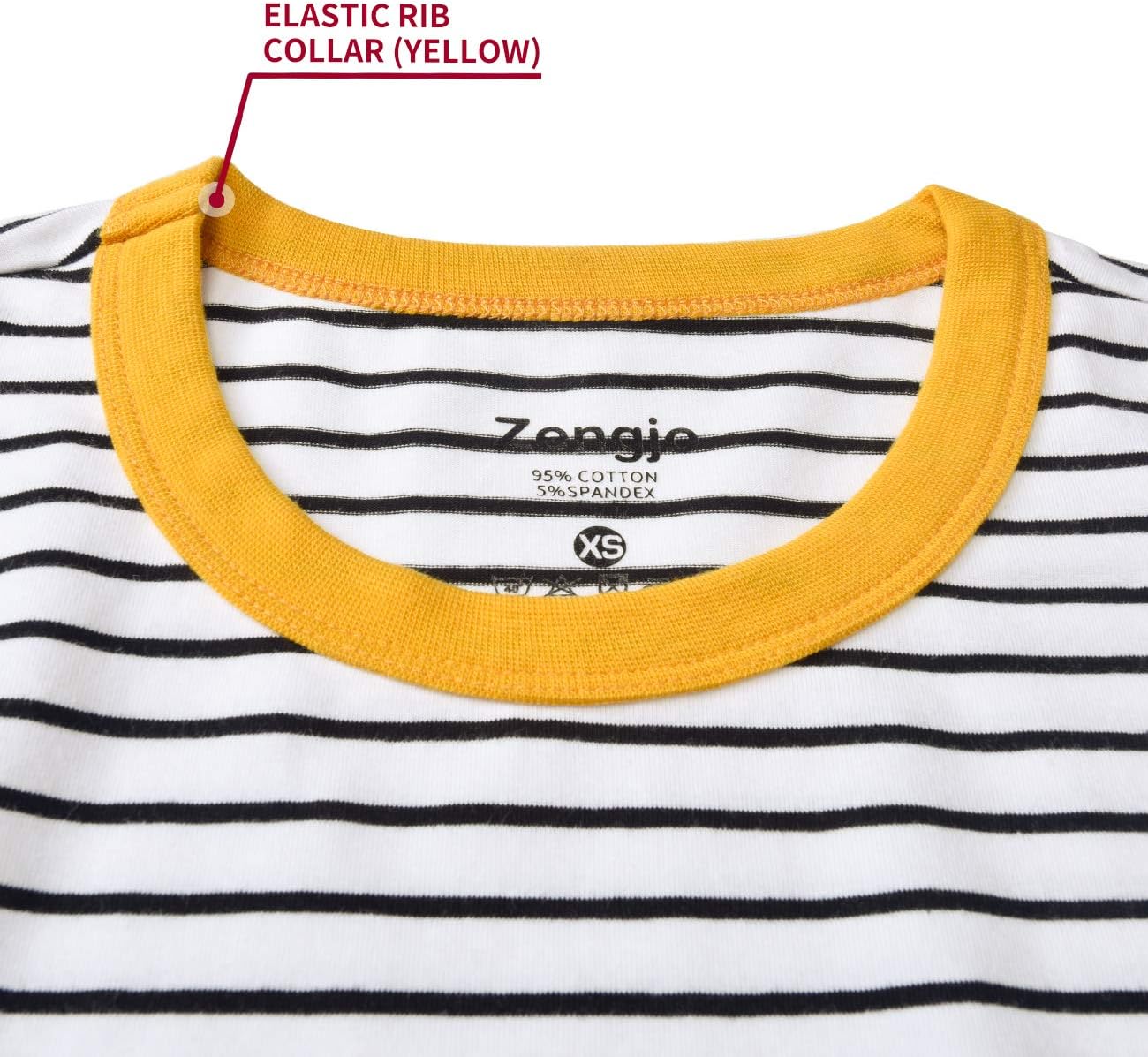 Zengjo Mens Striped T Shirt Short/Long Sleeve Crewneck Tee - Image 4